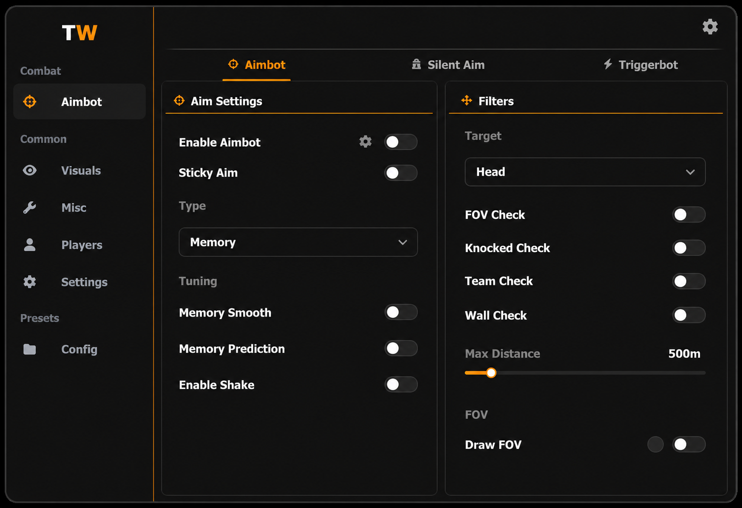 TimppaW in-game menu